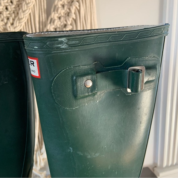 HUNTER Women's Original Matte Buckle Strap Rain Boots Dark Green Size 5 - Picture 12 of 16